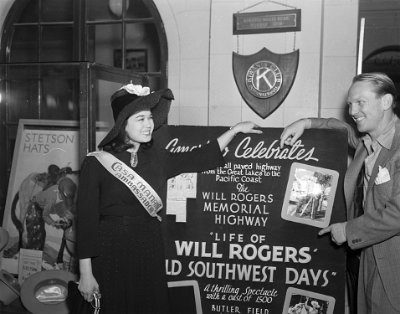 1938-08-13 Opening of Will Rogers Memorial Highway in Amarillo. Elizabett Morris and Donald Novice.